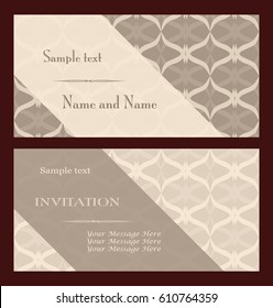 set of vintage invitation cards with abstract pattern