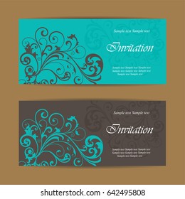 Set of vintage invitation cards. Can be used as wedding invitations, birthday cards or party invitations.
