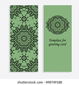 set of vintage invitation cards with victorian pattern
