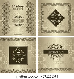 Set of vintage invitations. Vintage frame. Original design    