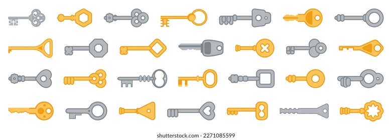 Conjunto de claves antiguas en un diseño plano