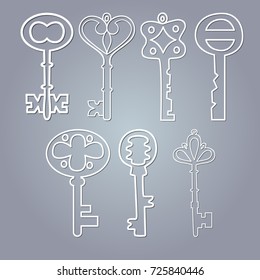 Set of vintage key patterns for laser or plotter cutting