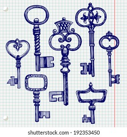 Set with vintage keys.