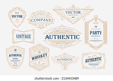 Set of vintage label badge retro vector illustration