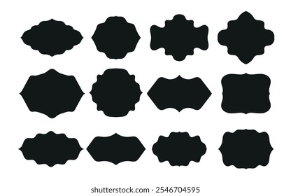 Set of vintage label and badges Decorative ornament design  Blank Stickers and Label Frames, Vector illustration.
