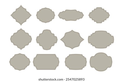 Set of vintage label and badges Decorative ornament design  Blank Stickers and Label Frames, Vector illustration.