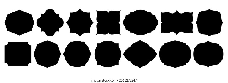 Set of vintage label and badges shape collections. Vector illustration. Black template for patch, insignias, overlay.