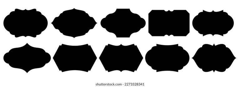 Set of vintage label and badges shape collections. Vector illustration. Black template for patch, insignias, overlay.