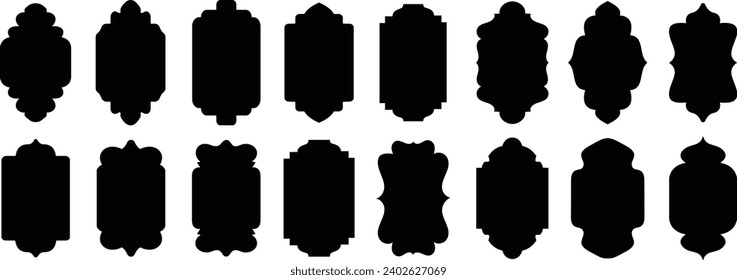 Set of vintage label and badges shape collections. Black silhouettes of shapes template for patch, insignia.