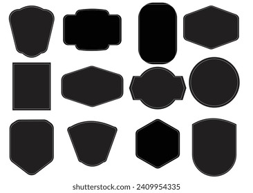 Set of vintage label and badges shape collections. Vector illustration. Black template for patch, insignias, overlay.