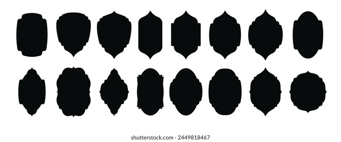 Set of vintage label and badges shape collections. Black template for patch. Vector