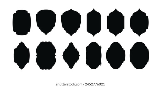 Set of vintage label and badges shape collections. Black template for patch. Vector