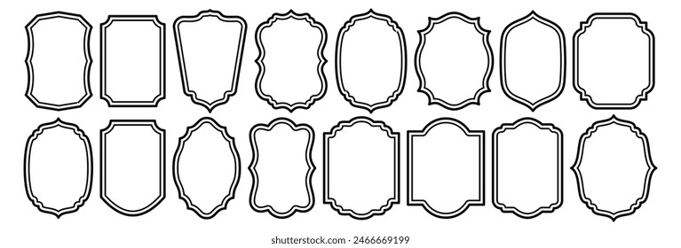 Set of vintage label and badges shape collections. Vector illustration. Black template for patch, insignias, overlay.