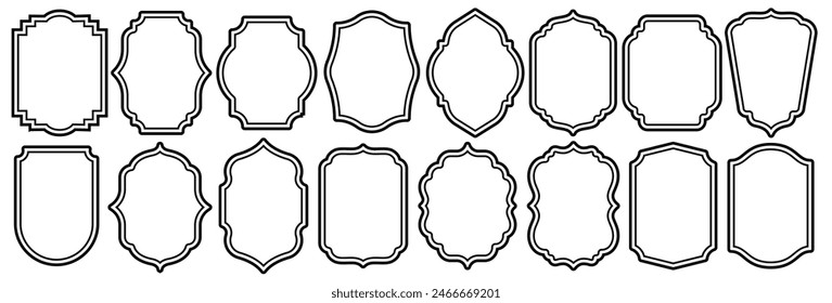 Set of vintage label and badges shape collections. Vector illustration. Black template for patch, insignias, overlay.