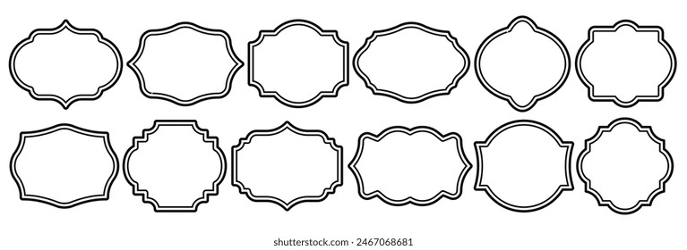 Set of vintage label and badges shape collections. Vector illustration. Black template for patch, insignias, overlay.	