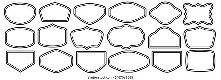 Set of vintage label and badges shape collections. Vector illustration. Black template for patch, insignias, overlay.	