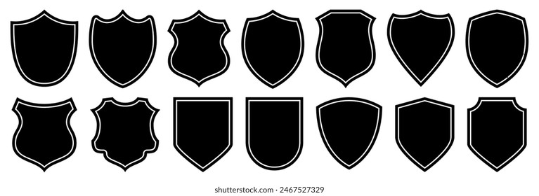 Set of vintage label and badges shape collections. Vector illustration. Black template for patch, insignias, overlay.	