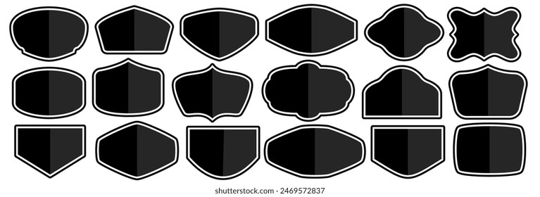 Set of vintage label and badges shape collections. Vector illustration. Black template for patch, insignias, overlay.	