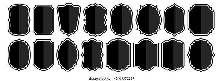 Set of vintage label and badges shape collections. Vector illustration. Black template for patch, insignias, overlay.	