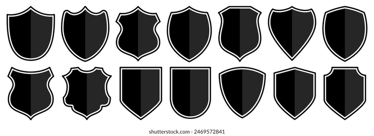 Set of vintage label and badges shape collections. Vector illustration. Black template for patch, insignias, overlay.	