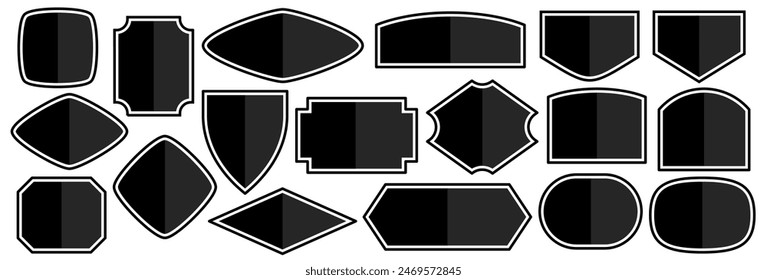 Set of vintage label and badges shape collections. Vector illustration. Black template for patch, insignias, overlay.	