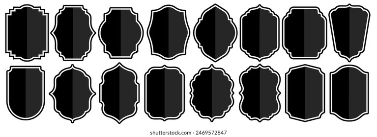 Set of vintage label and badges shape collections. Vector illustration. Black template for patch, insignias, overlay.	