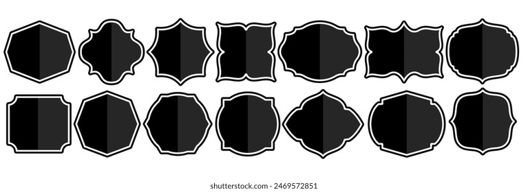 Set of vintage label and badges shape collections. Vector illustration. Black template for patch, insignias, overlay.	