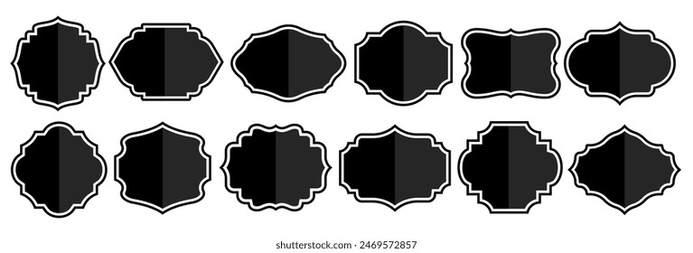 Set of vintage label and badges shape collections. Vector illustration. Black template for patch, insignias, overlay.	