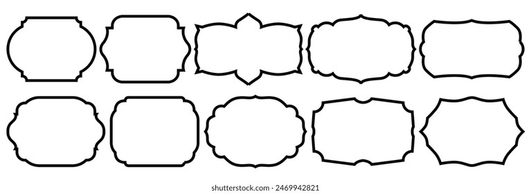 Set of vintage label and badges shape collections. Vector illustration. Black template for patch, insignias, overlay.	
