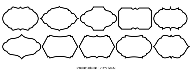 Set of vintage label and badges shape collections. Vector illustration. Black template for patch, insignias, overlay.	