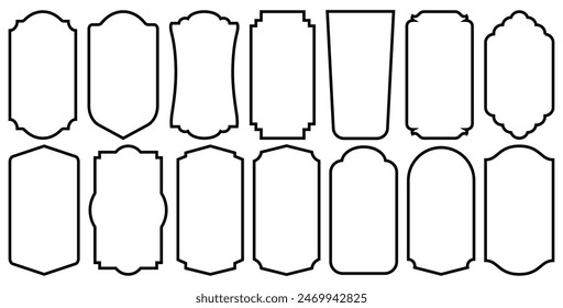 Set of vintage label and badges shape collections. Vector illustration. Black template for patch, insignias, overlay.	