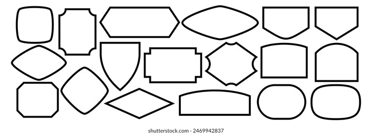 Set of vintage label and badges shape collections. Vector illustration. Black template for patch, insignias, overlay.	