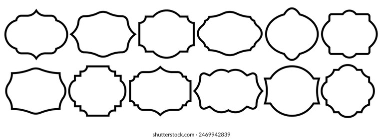 Set of vintage label and badges shape collections. Vector illustration. Black template for patch, insignias, overlay.	