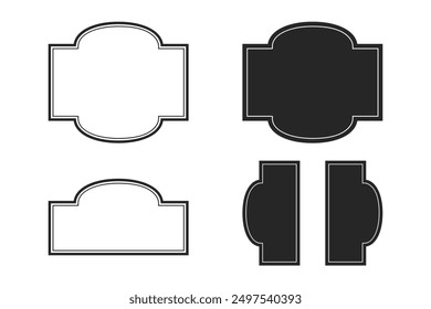Set of vintage label and badges shape collections. Vector illustration. Black template for patch, insignias, overlay.