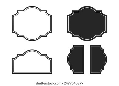 Set of vintage label and badges shape collections. Vector illustration. Black template for patch, insignias, overlay.