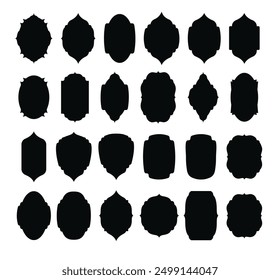 Set von Vintage-Label und Badges Form Kollektionen. Schwarze Vorlage für Patch. Vektorgrafik