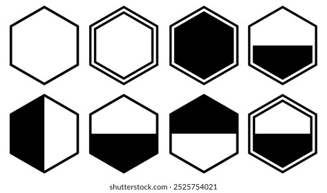 Conjunto de coleções de formas de etiquetas e emblemas vintage. Ilustração vetorial. Modelo preto para patch, insígnias, sobreposição.