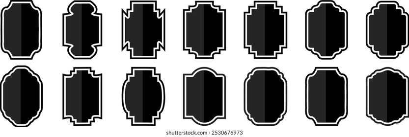 Set of vintage label and badges shape collections. Black and white decorative frames, decorative vintage frames. Vector illustration. 