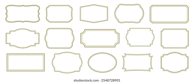 Conjunto de colecciones vintage de la forma de la etiqueta y las insignias. Conjunto de marcos de línea simples con doble trazo. Colección de Plantillas en blanco para decorar el texto. Ilustración vectorial.