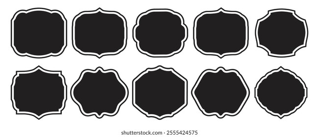 Set of vintage label and badges shape collections. Ornamental label frames. set of luxury vintage frames, retro labels, royal wedding insignia, sale stickers. vector illustration. 