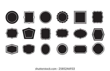 Set of vintage label and badges shape collections. Vector illustration. Black template for patch, insignias, overlay.