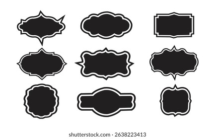 Set of vintage label and badges shape collections. Vector illustration. Black template for patch, insignias