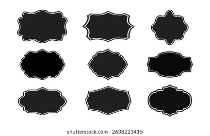 Set of vintage label and badges shape collections. Vector illustration. Black template for patch, insignias