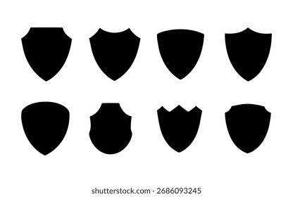 Set of vintage label and badges shape collection. Set different shields icons, protect signs. Protect signs Different shields icon collection. vector illustration 