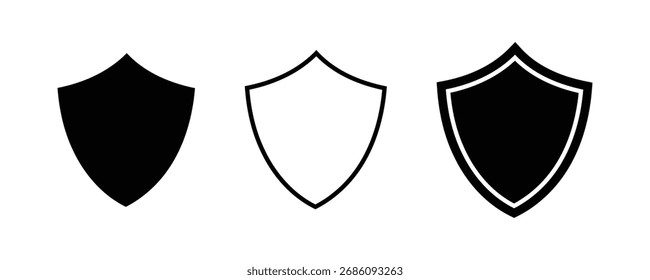 Set of vintage label and badges shape collection. Set different shields icons, protect signs. Protect signs Different shields icon collection. vector illustration 