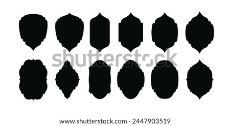 Set of vintage label and badges shape collections. Black template for patch. Vector