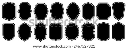 Set of vintage label and badges shape collections. Vector illustration. Black template for patch, insignias, overlay.	