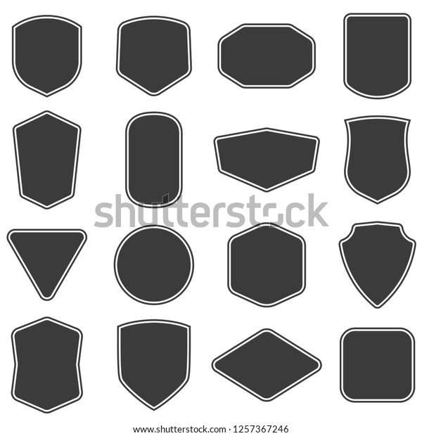 Set of\
vintage label and badges shape collections. Vector illustration.\
Black template for patch, insignias,\
overlay.