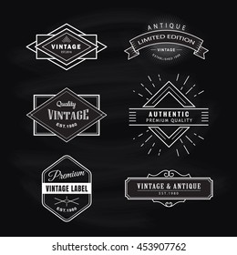 Set vintage label blackboard retro design banner vector