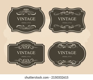 set of vintage label dark brown color old design, clipart vintage banner, classic style,luxury vintage,element vintage.